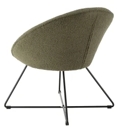 Fauteuil cosy rond tissu bouclette vert kaki TIM