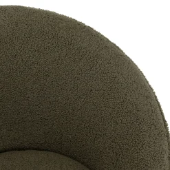 Fauteuil cosy rond tissu bouclette vert kaki TIM