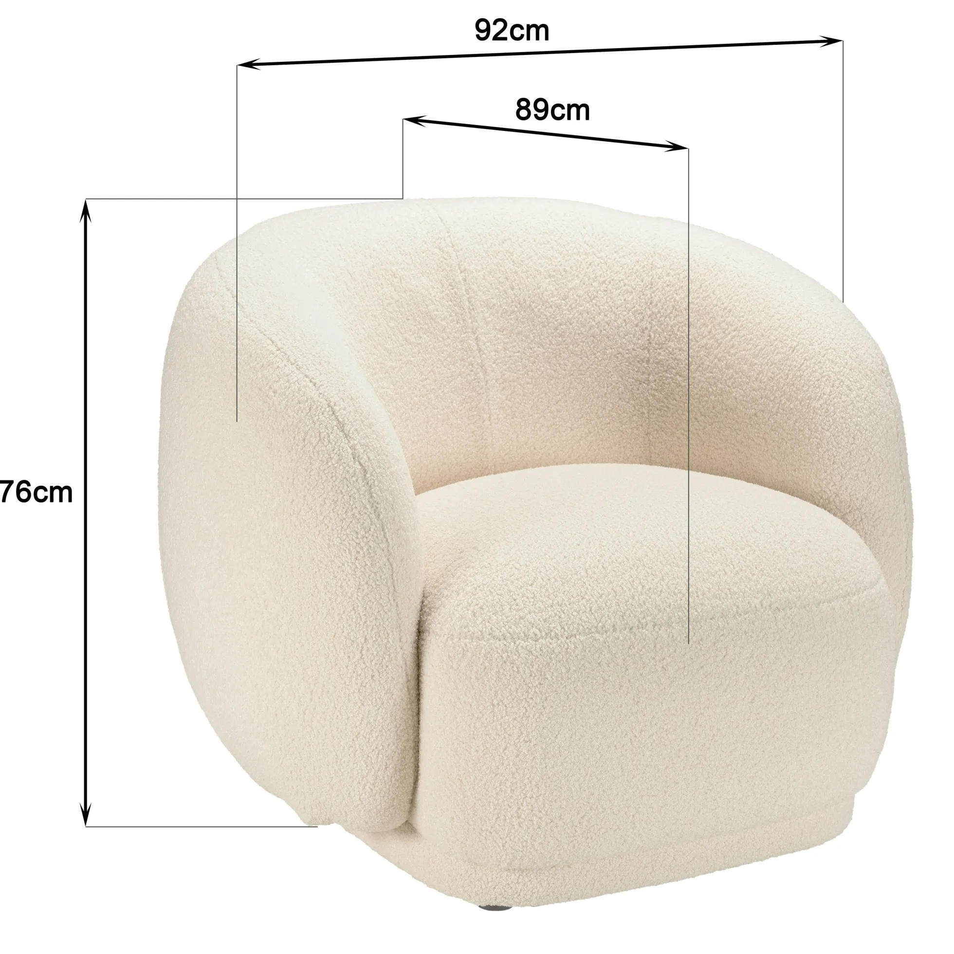 Fauteuil cosy tissu bouclette écru COLOMBUS