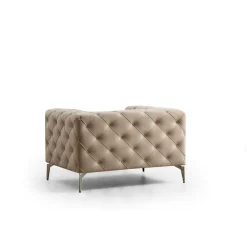 Fauteuil écru en velours capitonné DOVER