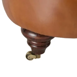 Fauteuil cuir brun Chesterfield 2 roulettes PRESTON