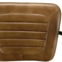 Fauteuil de bureau à roulettes cuir havane et bois TIM