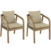 Fauteuil de jardin acacia et cordage vert avec coussins (lot de 2) BAHIA