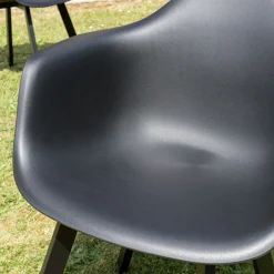 Fauteuil de jardin arrondi noir avec accoudoirs (lot de 6) GIJON