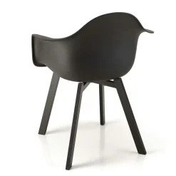 Fauteuil de jardin arrondi noir avec accoudoirs (lot de 6) GIJON