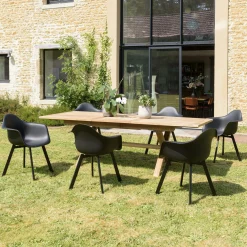 Fauteuil de jardin arrondi noir avec accoudoirs (lot de 6) GIJON