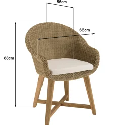 Fauteuil de jardin arrondi résine tressée beige (lot de 2) MANY