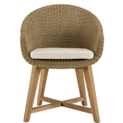 Fauteuil de jardin arrondi résine tressée beige (lot de 2) MANY