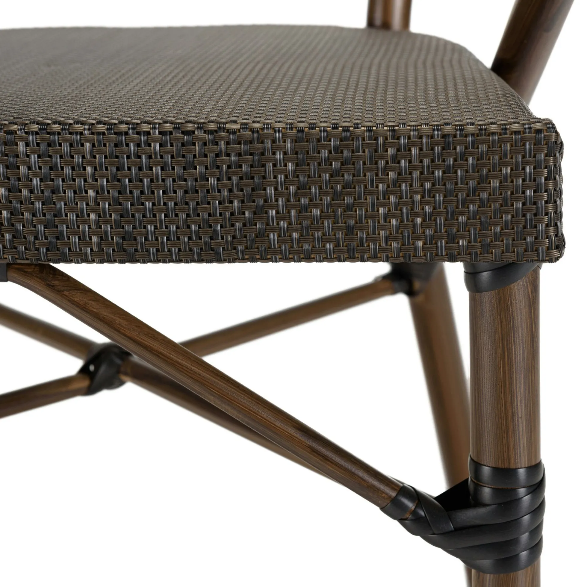 Fauteuil de jardin bistrot acier et textilène marron (lot de 2) GIJON