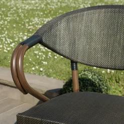 Fauteuil de jardin bistrot acier et textilène marron (lot de 2) GIJON