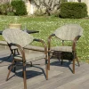 Fauteuil de jardin bistrot acier et tissu taupe (lot de 2) GIJON