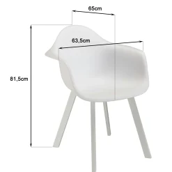 Fauteuil de jardin blanc à dossier rond avec accoudoirs (lot de 6) GIJON