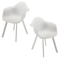 Fauteuil de jardin blanc à dossier rond avec accoudoirs (lot de 6) GIJON