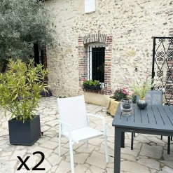 Fauteuil de jardin blanc en aluminium (lot de 2) OSLO