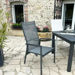 Fauteuil de jardin en aluminium avec dossier réglable gris anthracite (lot de 2) OSLO