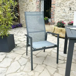 Fauteuil de jardin en aluminium avec dossier réglable gris anthracite (lot de 2) OSLO