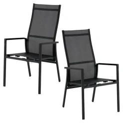 Fauteuil de jardin en aluminium avec dossier réglable noir (lot de 2) OSLO