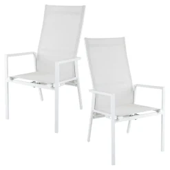 Fauteuil de jardin en aluminium avec dossier réglable blanc (lot de 2) OSLO