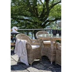 Fauteuil de jardin en rotin gris avec coussin d'assise MENDOZA