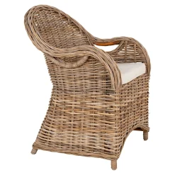Fauteuil de jardin en rotin gris avec coussin d'assise MENDOZA