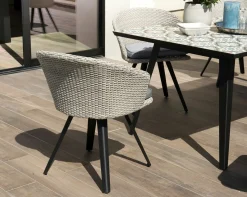 Fauteuil de jardin en résine tressée couleur grise coussin gris DETROIT