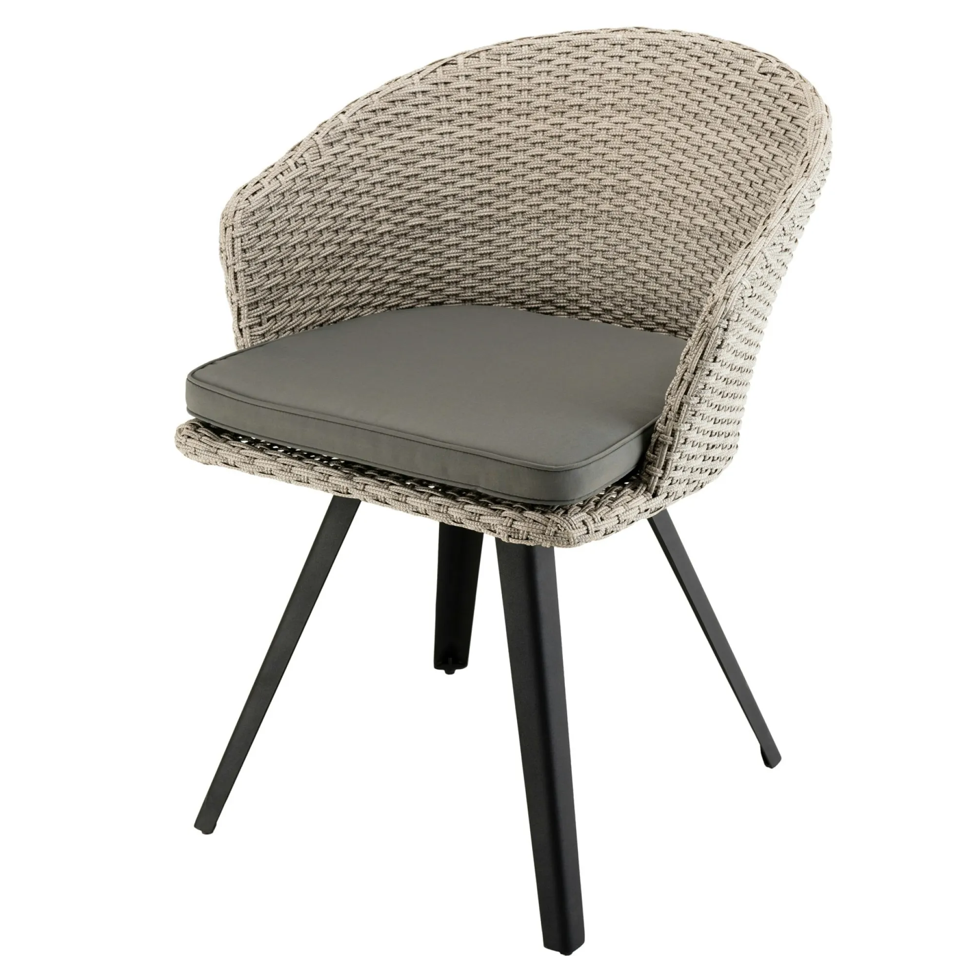 Fauteuil de jardin en résine tressée couleur grise coussin gris DETROIT
