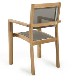 Fauteuil de jardin en teck et textilène taupe (lot de 2) SUMMER