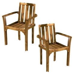 Fauteuil de jardin en teck huilé (lot de 2) MACAO