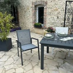 Fauteuil de jardin gris anthracite en aluminium (lot de 2) OSLO