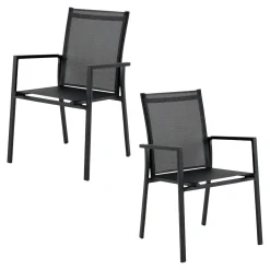 Fauteuil de jardin noir en aluminium (lot de 2) OSLO