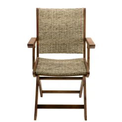 Fauteuil de jardin pliant acacia rotin synthétique BAHIA (lot de 2)