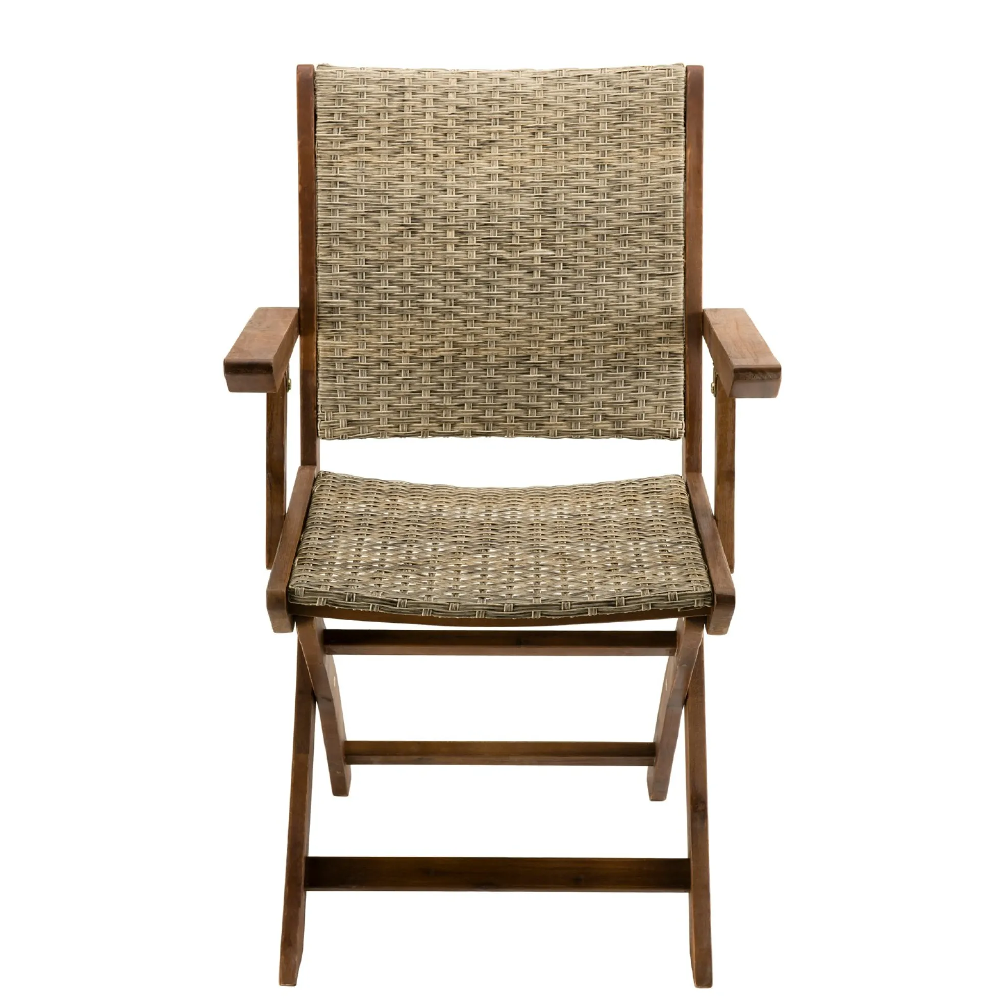 Fauteuil de jardin pliant acacia rotin synthétique BAHIA (lot de 2)