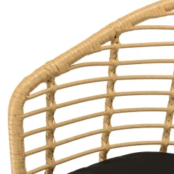 Fauteuil de jardin rotin synthétique ajouré couleur naturelle avec coussin noir (lot de 2) GIJON