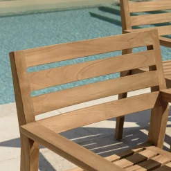 Fauteuil de jardin teck brut (lot de 2) MANY