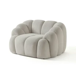 Fauteuil de salon blanc écru design arrondi ONDA