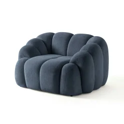 Fauteuil de salon bleu foncé design arrondi ONDA