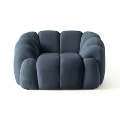 Fauteuil de salon bleu foncé design arrondi ONDA