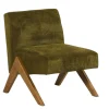 Fauteuil de salon bois et velours vert SOHO