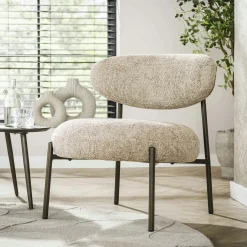 Fauteuil de salon confortable – tissu chenille sable CREEK