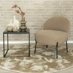 Fauteuil de salon en bouclette gris brun design organique BERLIN