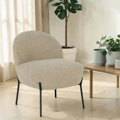 Fauteuil de salon en bouclette gris brun design organique BERLIN