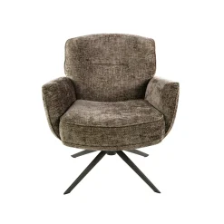 Fauteuil de salon pivotant tissu chenille brun chaud ASCOLI