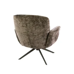 Fauteuil de salon pivotant tissu chenille brun chaud ASCOLI