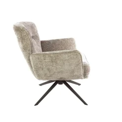 Fauteuil de salon pivotant tissu chenille sable ASCOLI