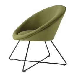 Fauteuil de salon rond velours vert olive TIM
