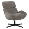 Fauteuil de salon rotatif tissu côtelé gris IENA