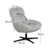 Fauteuil de salon rotatif tissu côtelé blanc IENA