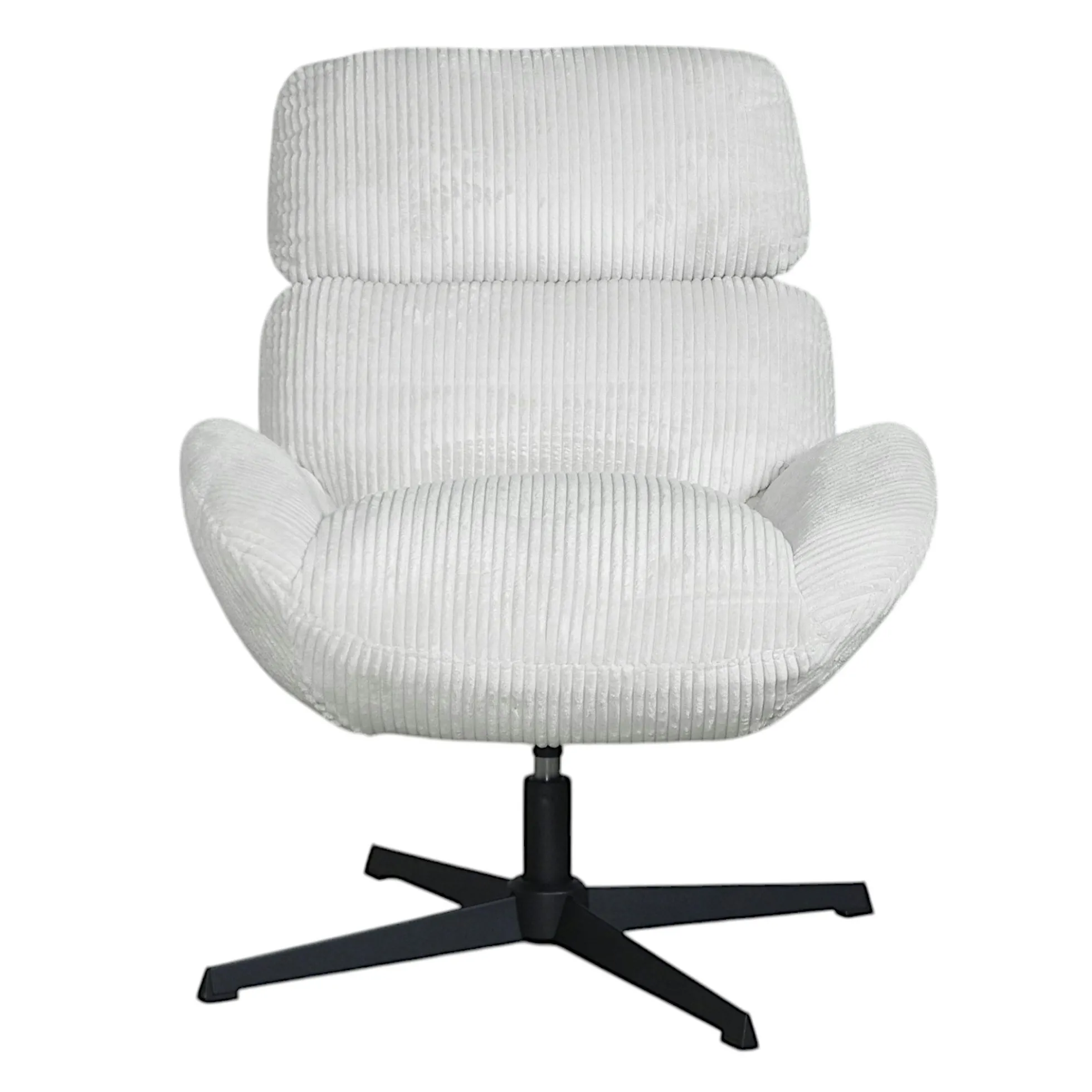 Fauteuil de salon rotatif tissu côtelé blanc IENA
