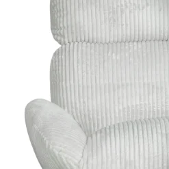 Fauteuil de salon rotatif tissu côtelé blanc IENA
