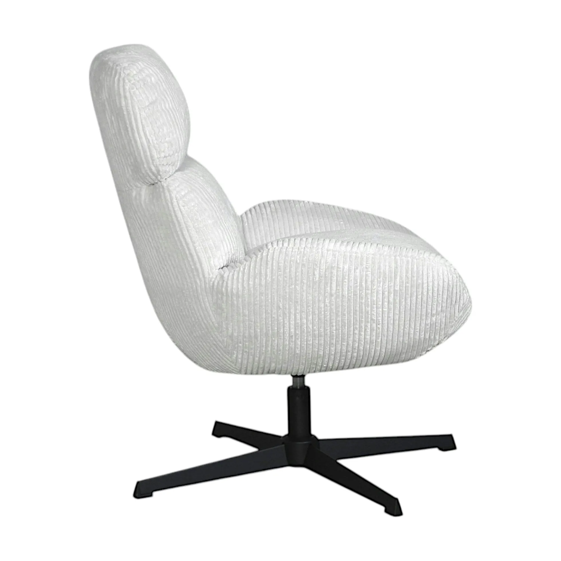 Fauteuil de salon rotatif tissu côtelé blanc IENA